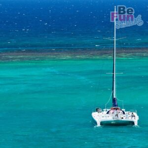 basic catamaran to isla mujeres aereal view